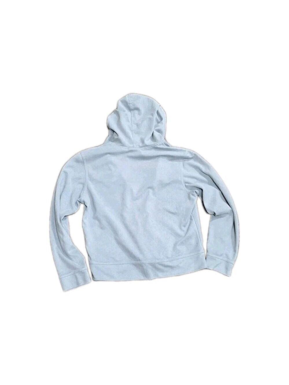 NY Jeans Soft Blue Vintage microsuede zip hoodie Size Large 90s Vibe Track Suit - Picture 2 of 7
